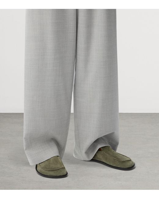 Loewe Green Suede Flex Loafers
