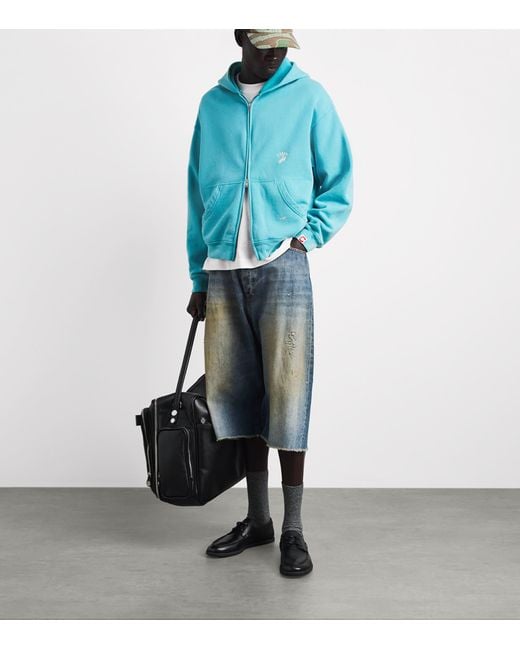 CHERRY LA Blue Western Athletic Zip-Up Hoodie for men