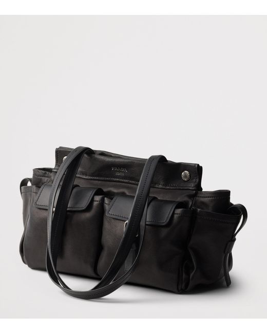 Prada Black Medium Leather Route Tote Bag