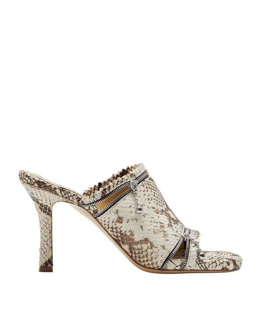Burberry White Leather Snakeskin-effect Peep Sandals 85