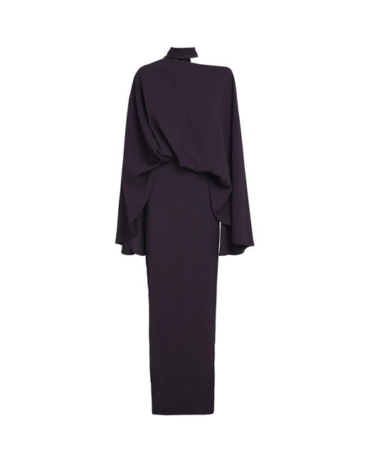 ‎Taller Marmo Blue Crepe Cady Brooks Maxi Dress