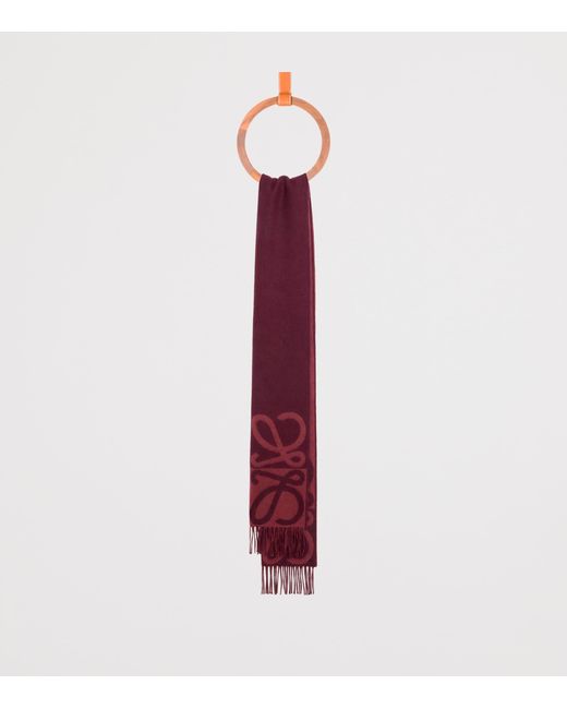 Loewe Red Wool-Cashmere Anagram Scarf