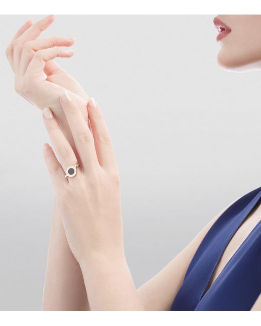 BVLGARI Metallic Mother-Of-Pearl And Onyx Flip Ring