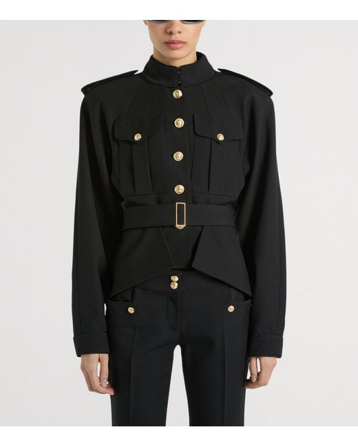 Balmain Black Virgin Wool Belted Jacket