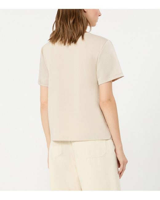 Weekend by Maxmara White Satin Short-Sleeve Blouse