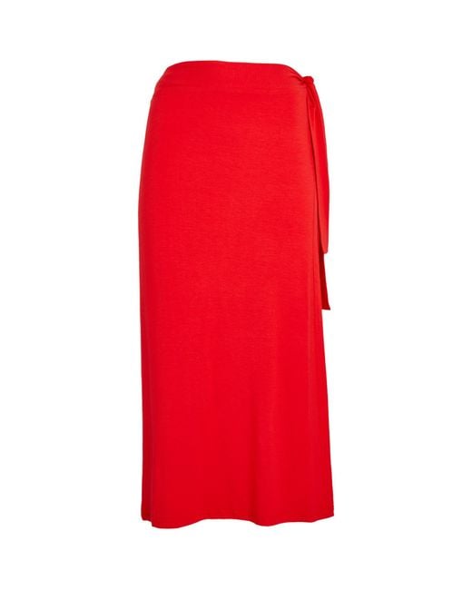 Melissa Odabash Red Ida Midi Skirt