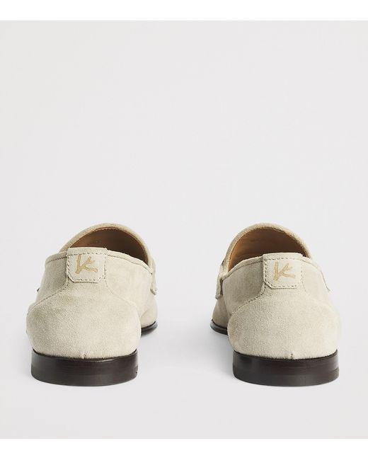 Isaia White Suede Penny Loafers for men