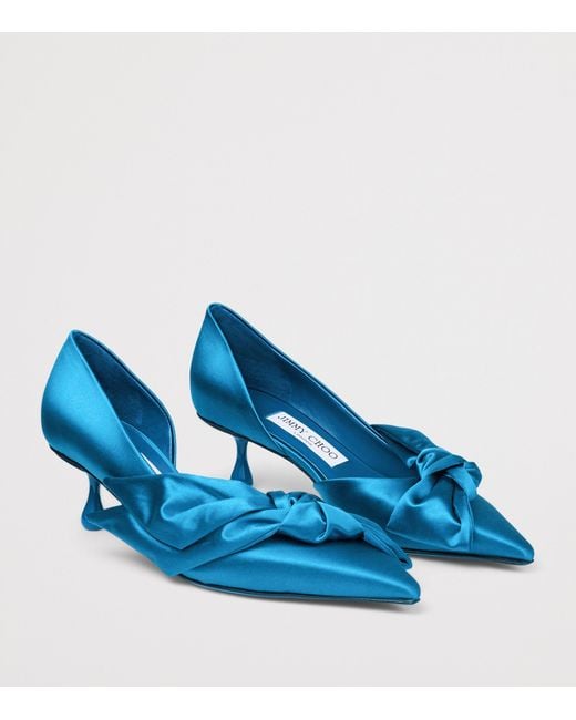 Jimmy Choo Blue Issy 50 Satin Pumps