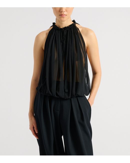 Balmain Black Muslin Sleeveless Top