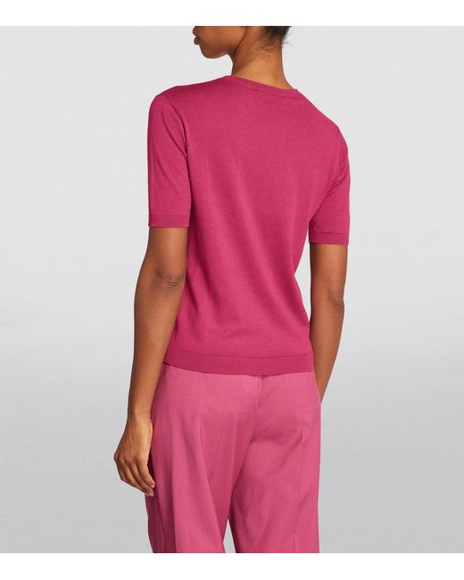 Weekend by Maxmara Pink Silk-cotton Short-sleeve Sweater