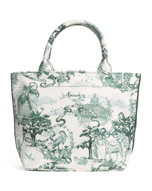 Harrods Green Small Toile Tote Bag
