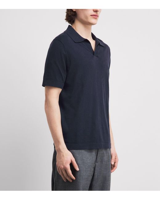 NN07 Blue Cotton-Linen Ryan Polo Shirt for men