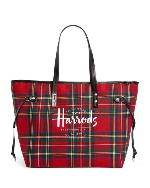 Harrods Red Southbank Royal Stewart Tote Bag