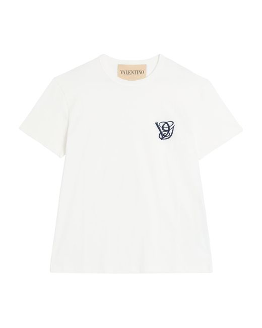 Valentino Garavani White Cotton Monogram T-Shirt for men