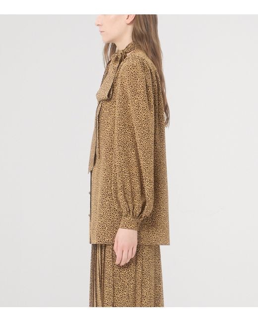 Valentino Brown Silk Cheetah-Print Shirt