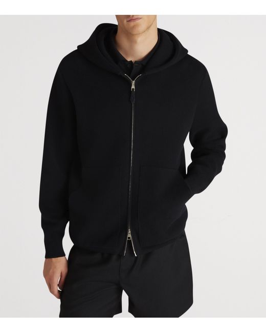 Dunhill Black Cotton-Cashmere Zip-Up Hoodie for men