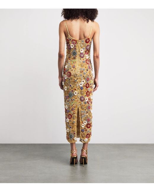 Rachel Gilbert Metallic Embellished Francesca Midi Dress
