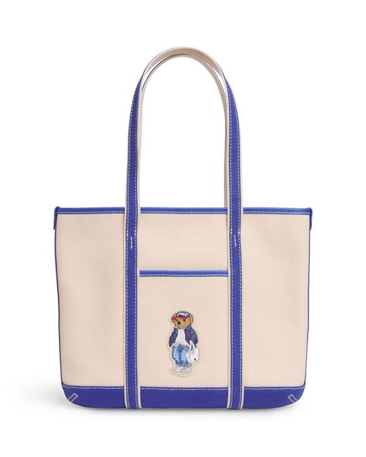 Polo Ralph Lauren White Small Canvas Polo Bear Tote Bag