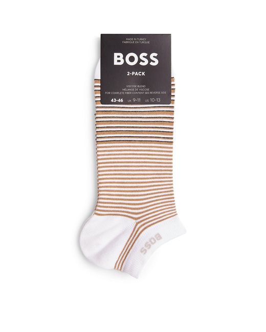 Boss White Striped Trainer Socks (pack Of 2) for men