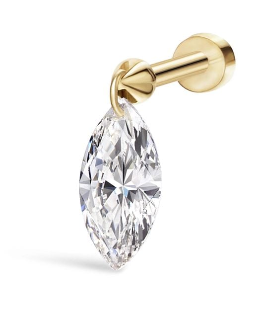 Maria Tash Metallic Floating Marquise Diamond Charm Threaded Stud Earring