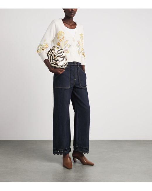 Cinq À Sept White Embroidered Nikko Cardigan