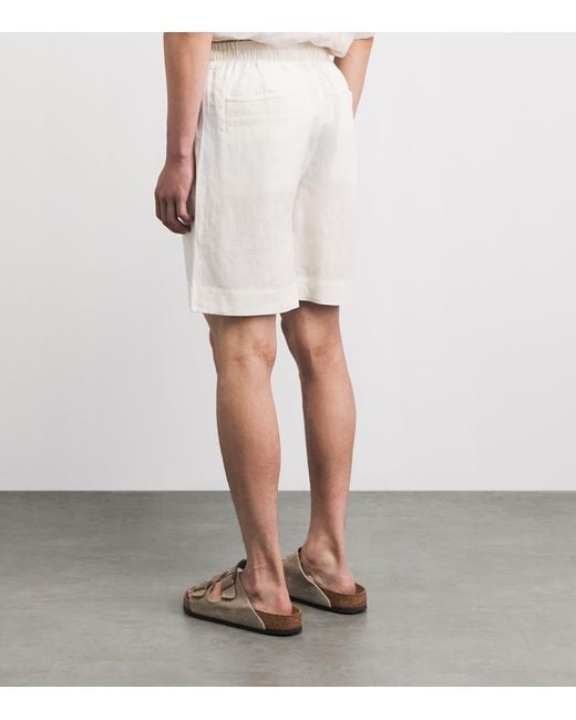 Eleventy White Linen Drawstring Bermuda Shorts for men