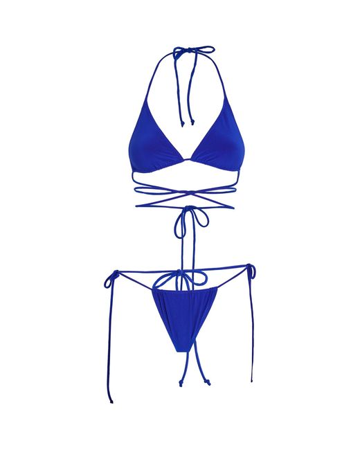 Norma Kamali Blue Criss Cross Bikini