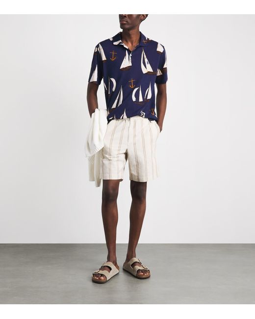 Polo Ralph Lauren Blue Linen-Cotton Sailboat Polo Shirt for men