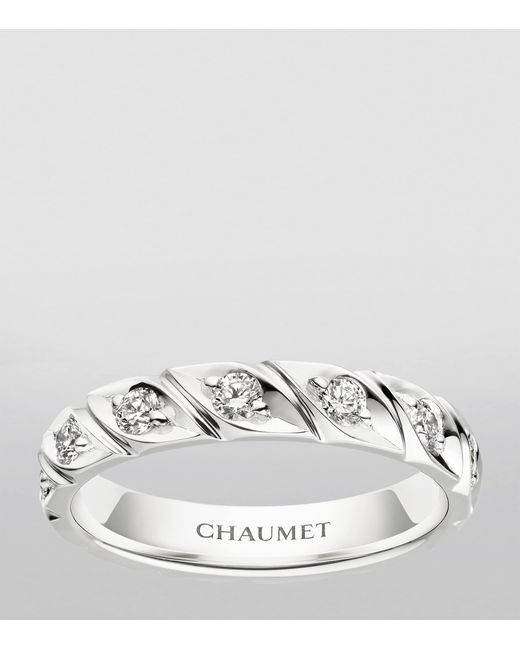 Chaumet Metallic Platinum And Diamond Torsade De Wedding Ring