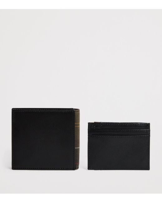 Barbour Black Leather Embossed Wallet Gift Set for men