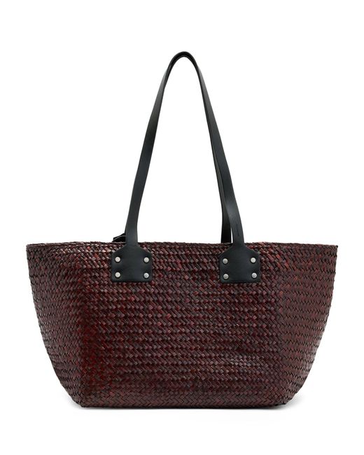 AllSaints Red Straw Mosley Tote Bag