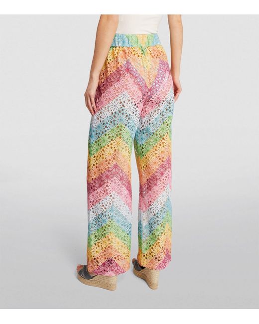 Mary Katrantzou Multicolor Broderie Anglaise Wide-leg Trousers