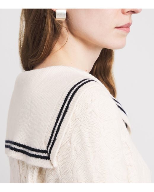 Maje Natural Wool Cable-Knit Boat-Neck Cardigan for men