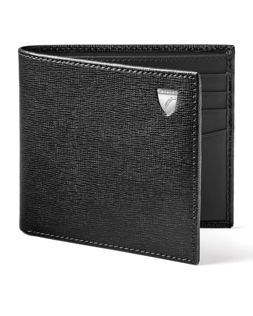 Aspinal Black Leather Bifold Wallet for men