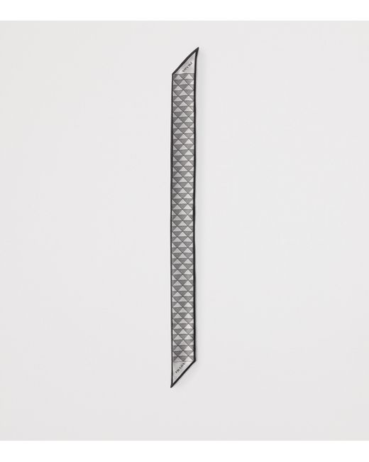 Prada Gray Silk Triangle Print Skinny Scarf
