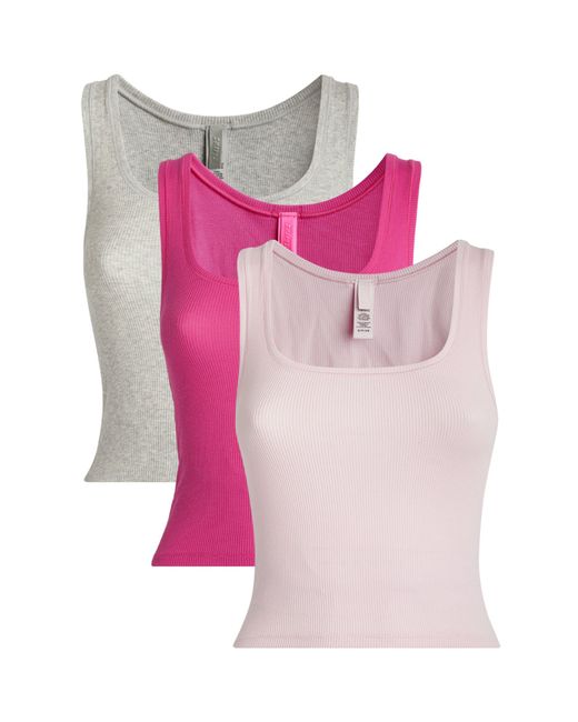 Skims Pink Ribbed Tank Tops (pack Of 3)