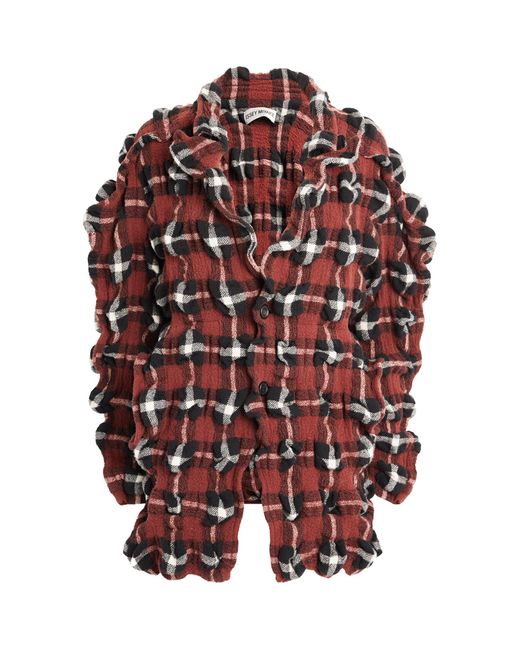 Issey Miyake Red Wool-blend Rhythm Check Jacket