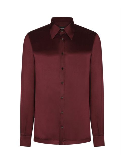Dolce & Gabbana Red Silk Satin Shirt for men