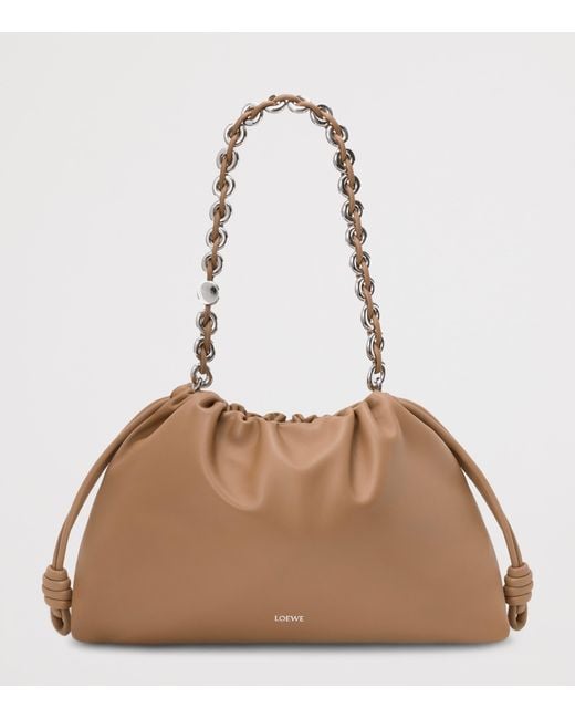 Loewe Brown Large Leather Flamenco Shoulder Bag
