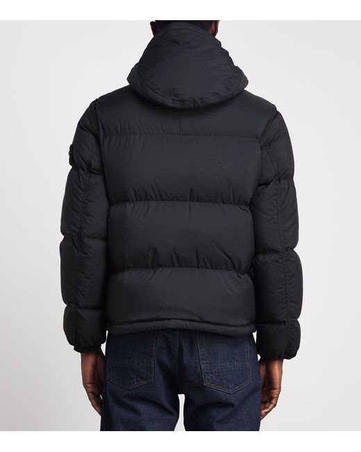 Stone Island Black Ripstop Down-Padded Coat for men