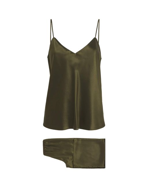 Olivia Von Halle Green Silk Bliss Pyjama Set