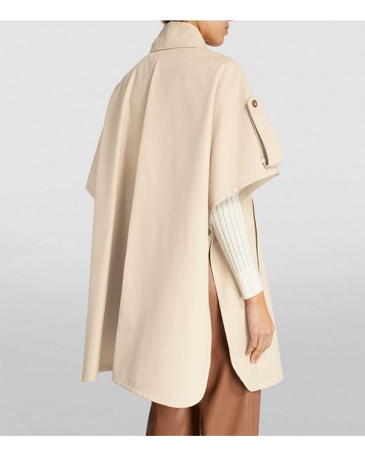 Max Mara Gabardine Double-breasted Cape in Natural