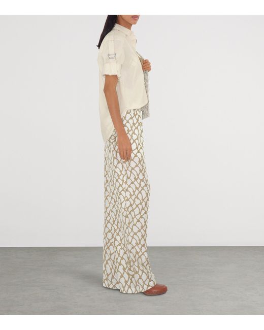 Burberry Natural Silk Knot Print Trousers