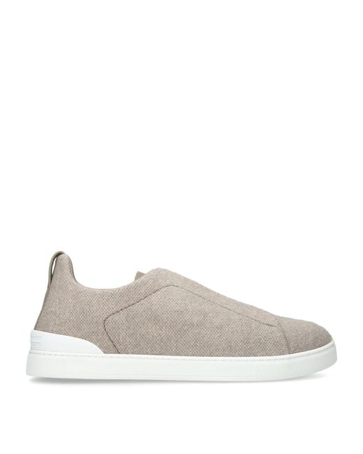 Zegna Gray Oasi Cashmere Triple Stitch Sneakers for men