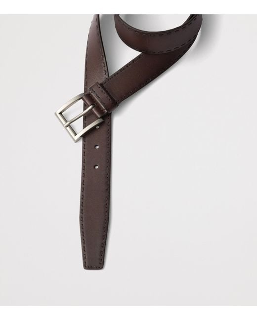 Prada Black Leather Antiqued Belt for men