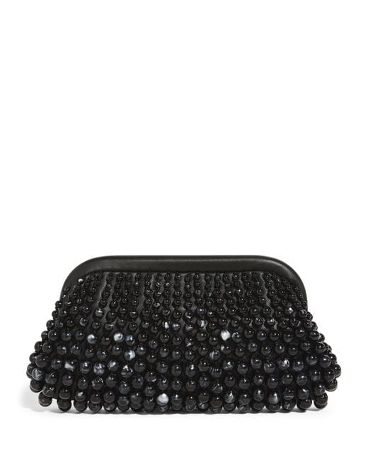 Cult Gaia Black Leather Embellished Nia Clutch Bag