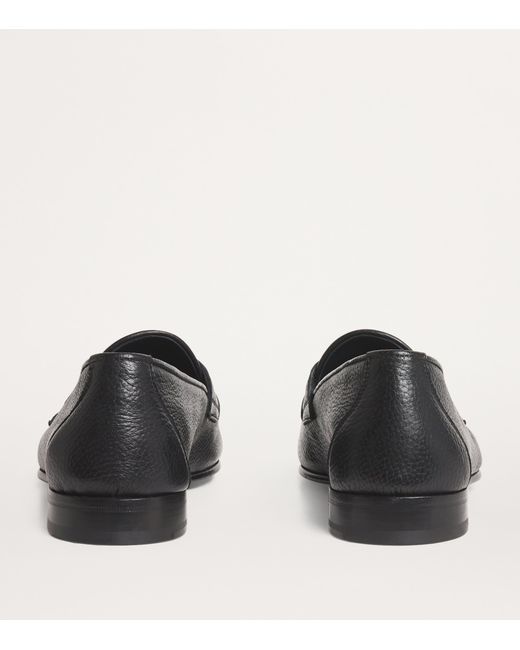 Brioni Black Leather Appia Loafers for men