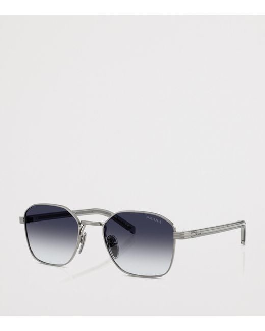 Prada Blue Metal Geometric Sunglasses for men