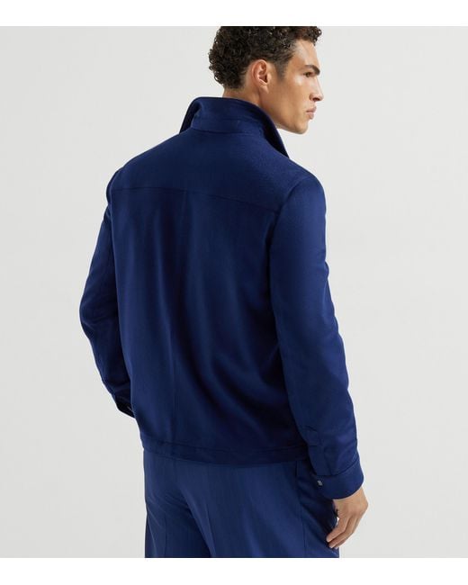 Brunello Cucinelli Blue Cashmere Overshirt for men