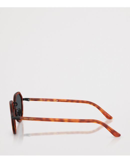 Giorgio Armani Black Metal Round Sunglasses for men